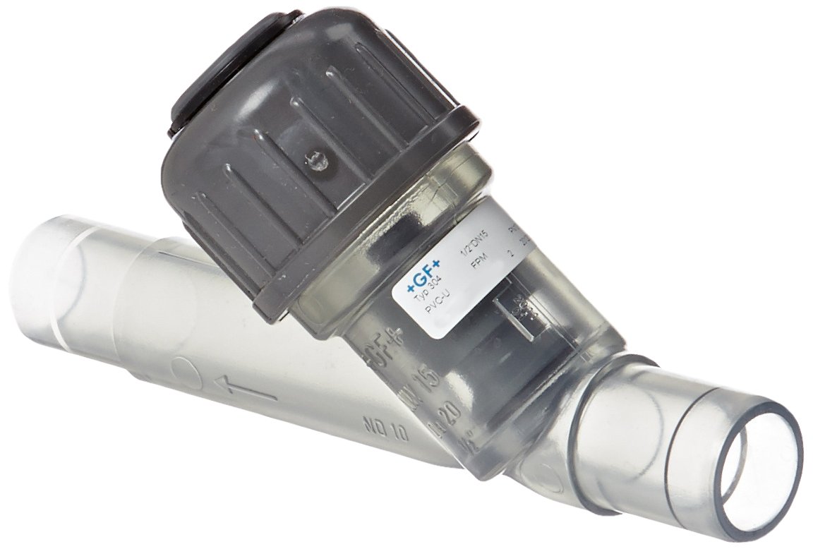 GF Piping Systems PVC Y Check Valve, Wye, FPM Seat, FPM Seal, 1/2
