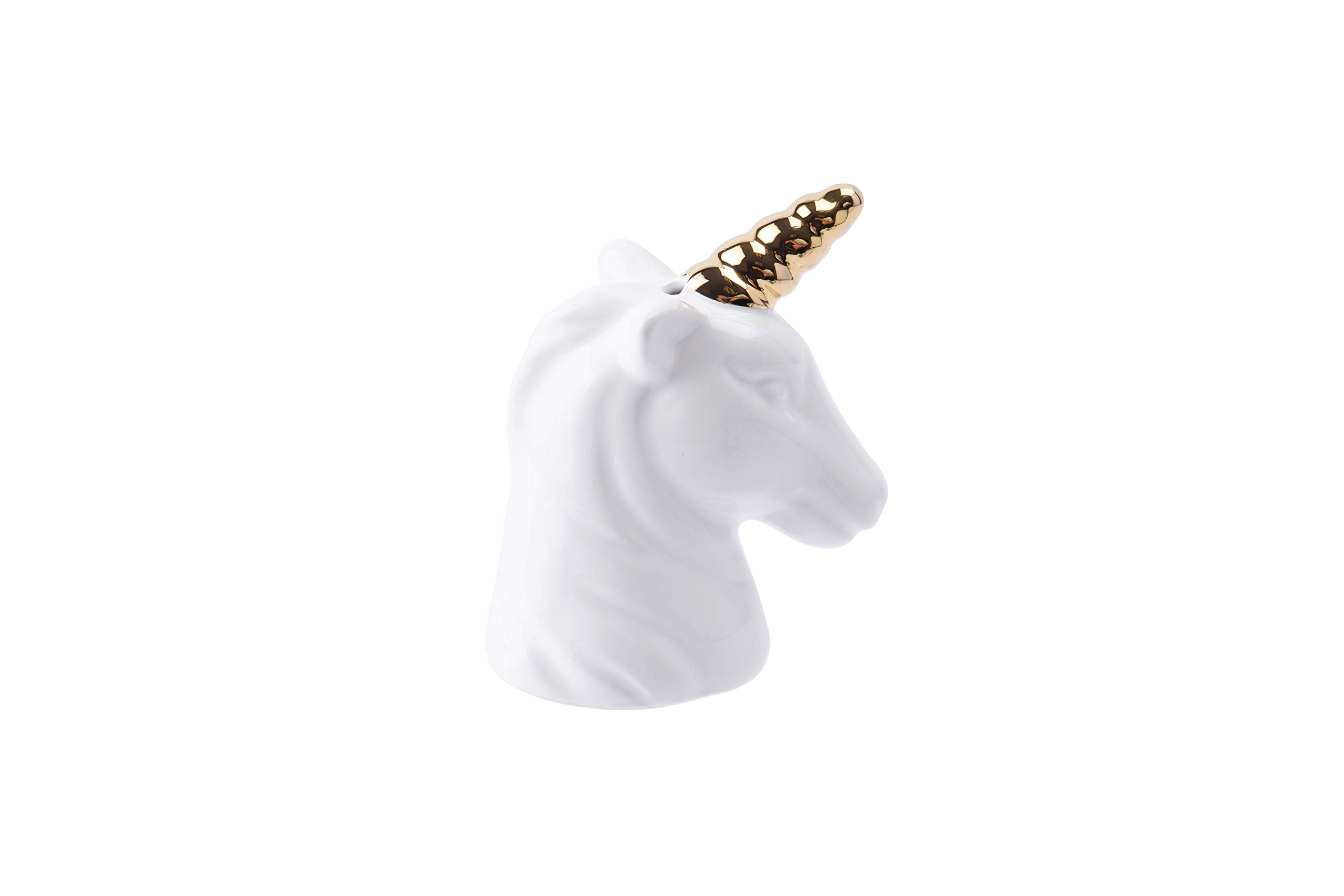 Cgb Giftware White And Gold | Ceramic White Unicorn And Gold Foiled Horn Light Pull | Gb04335