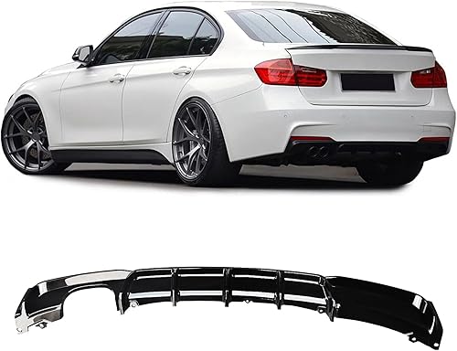 NINTE Difusor trasero para BMW Serie 3 F30 F31 M Sport parachoques 2012-2018 2019 negro brillante izquierdo solo escape trasero parachoques labio