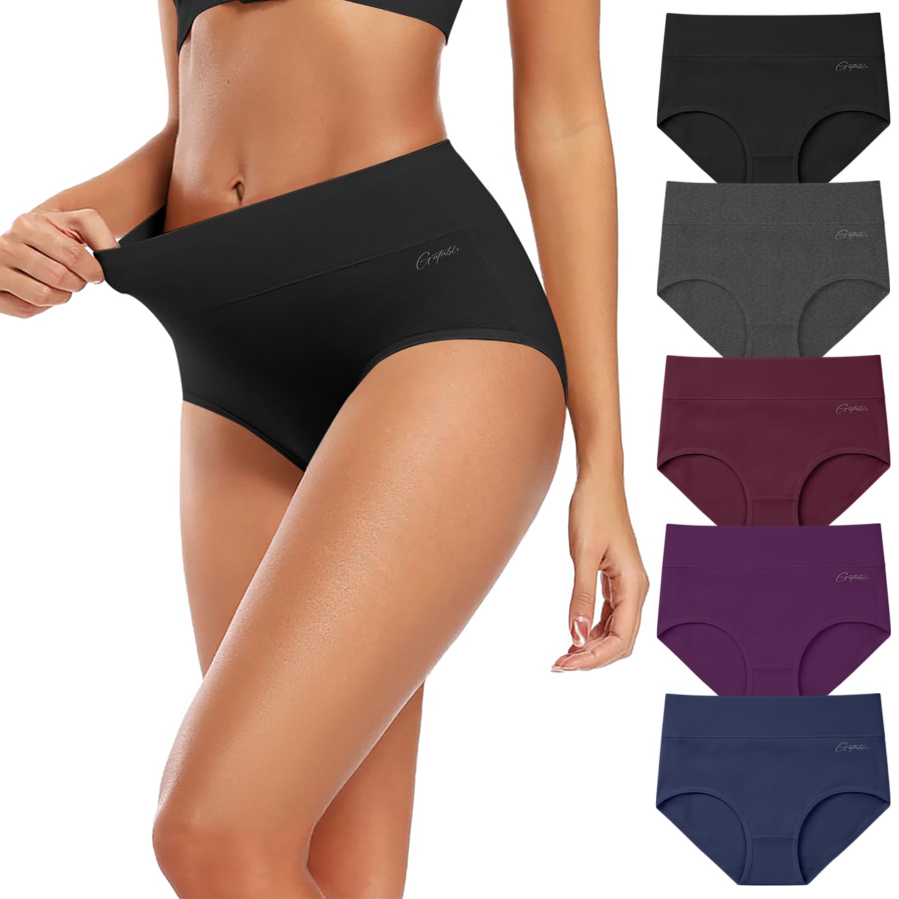 Gutable Unterhosen Damen 5er Pack–Hohe Taille Baumwolle Slips, Stretch & Atmungsaktive Panties, Weiche Unterwäsche für Frauen (Gr.S-3XL)