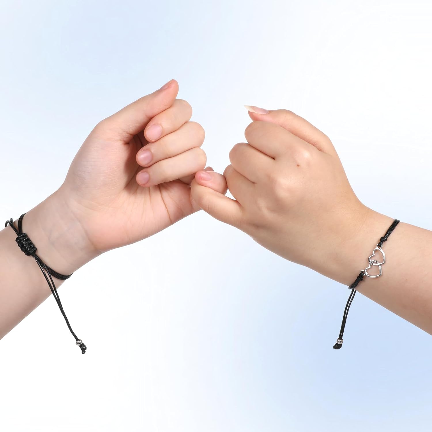 Pinky Promise Matching Bracelet, Best Friend Charm Bracelets for Women Adjustable Braided Sister Jewelry Gift for Best Friend Family Teens - Image 7