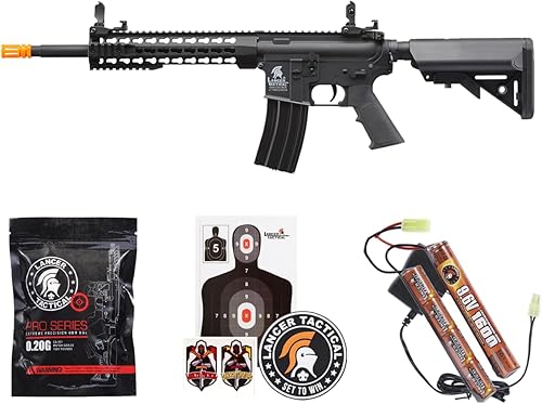 Lancer Tactical Gen 2 Airsoft M4 Carbine 10" AEG Rifle-1000 Rounds 0.20g BBS, 9.6v Nimh Battery & Charger Included