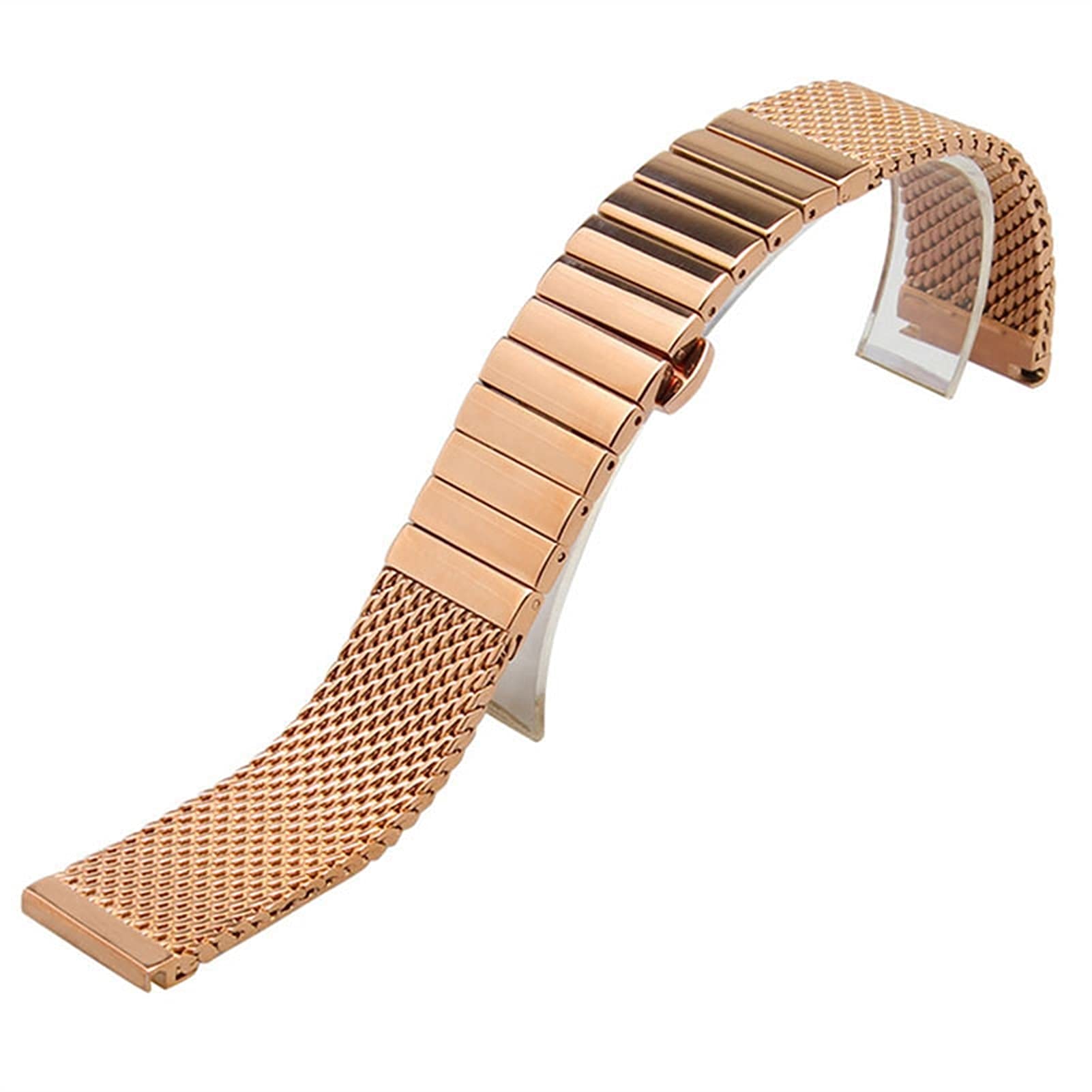 Cinturino a Maglia Singola con Cinturino in Acciaio Inossidabile 18mm 20mm 22mm 24mm Chiusura a Farfalla Sostituzione ML Bracciale (Colore Cinturino: Argento, Larghezza Cinturino: 20mm) (24mm Oro)