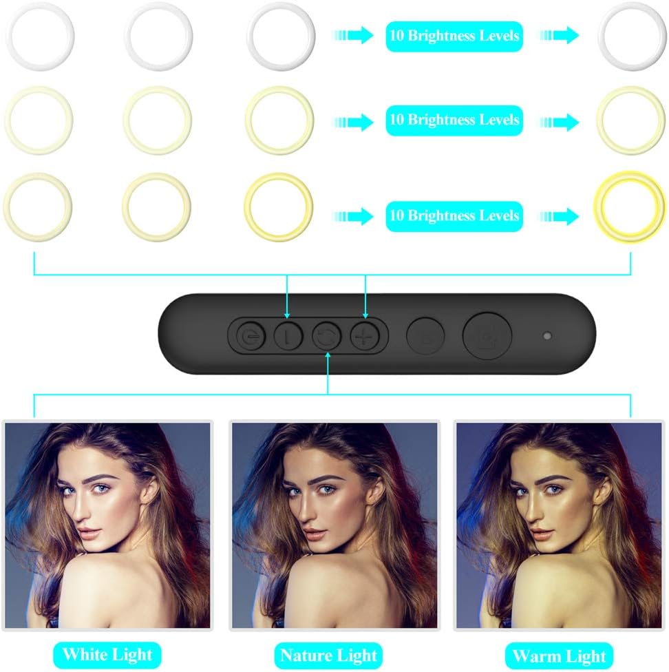 Creative Product 10 Selfie Ring Light for Live Stream/Makeup/TikTok/YouTube Video, 2.4G Wireless Remote and Multiple Lights Control, Dimmable Ringlight with Extendable Tripod Stand and Phone Holder LED Circle Lights