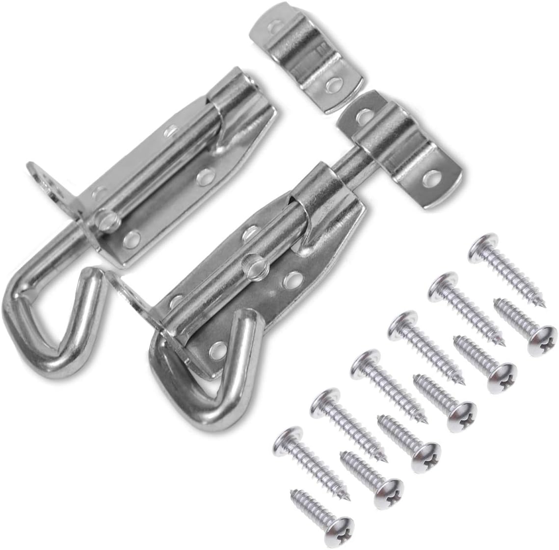 Door Latch Lock Gate Bolt with Padlock Hole Barrel Bolt Heavy Duty Stainless Steel Door Security Latch Lock Gate Latch (Screws Included)