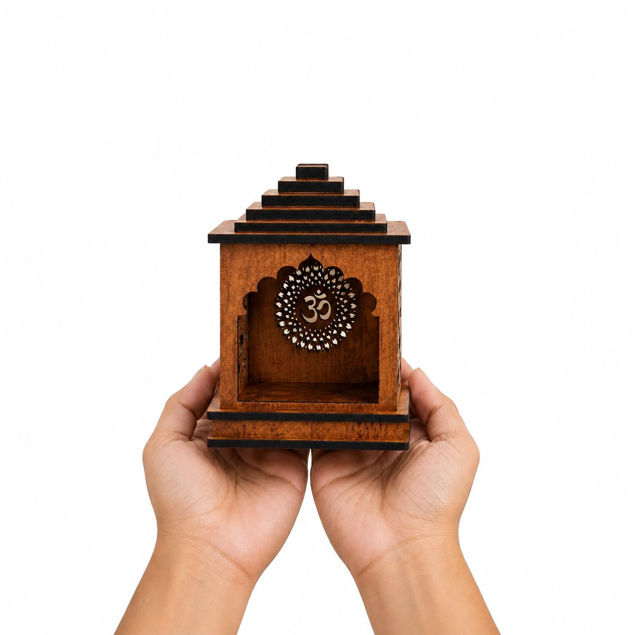 Premium MDF Car Dashboard Temple with Om Design | Wooden Mini Mandir for Car Dashboard | Decorative Pooja Temple for Car, Office Desk & Home | Religious Gift | Temple Only, Idol Not Included-image-22