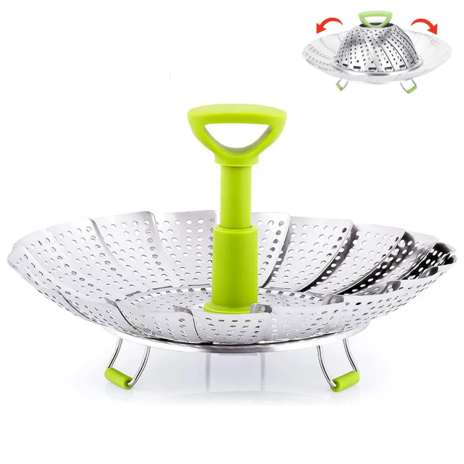 CHUNZHILAI Vegetable Steamers Basket Steamer Rack Stainless Steel Folding Mesh Dish Fruit Vegetable Food Steamer Rack Kitchen Cooking Tool