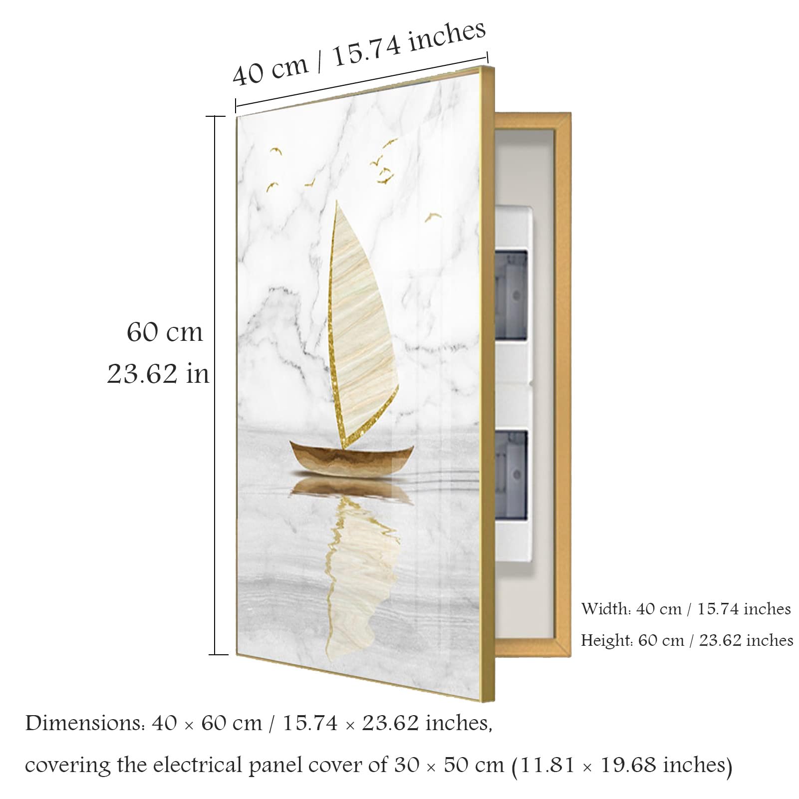 Copertura Quadro Elettrico Decorativa Nascondi Contatore | Quadri Copri Contatori Elettrici da Parete Sono Disponibili Vari Stili per la Tua Casa Quadri,F(Gold),40x60cm