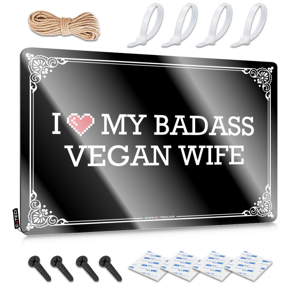 Fzfn Colour I Love My Badass Vegan Wife Decoration Camper Accessories For Outside | Old Reusable Decorative Wall Art(20X30cm)