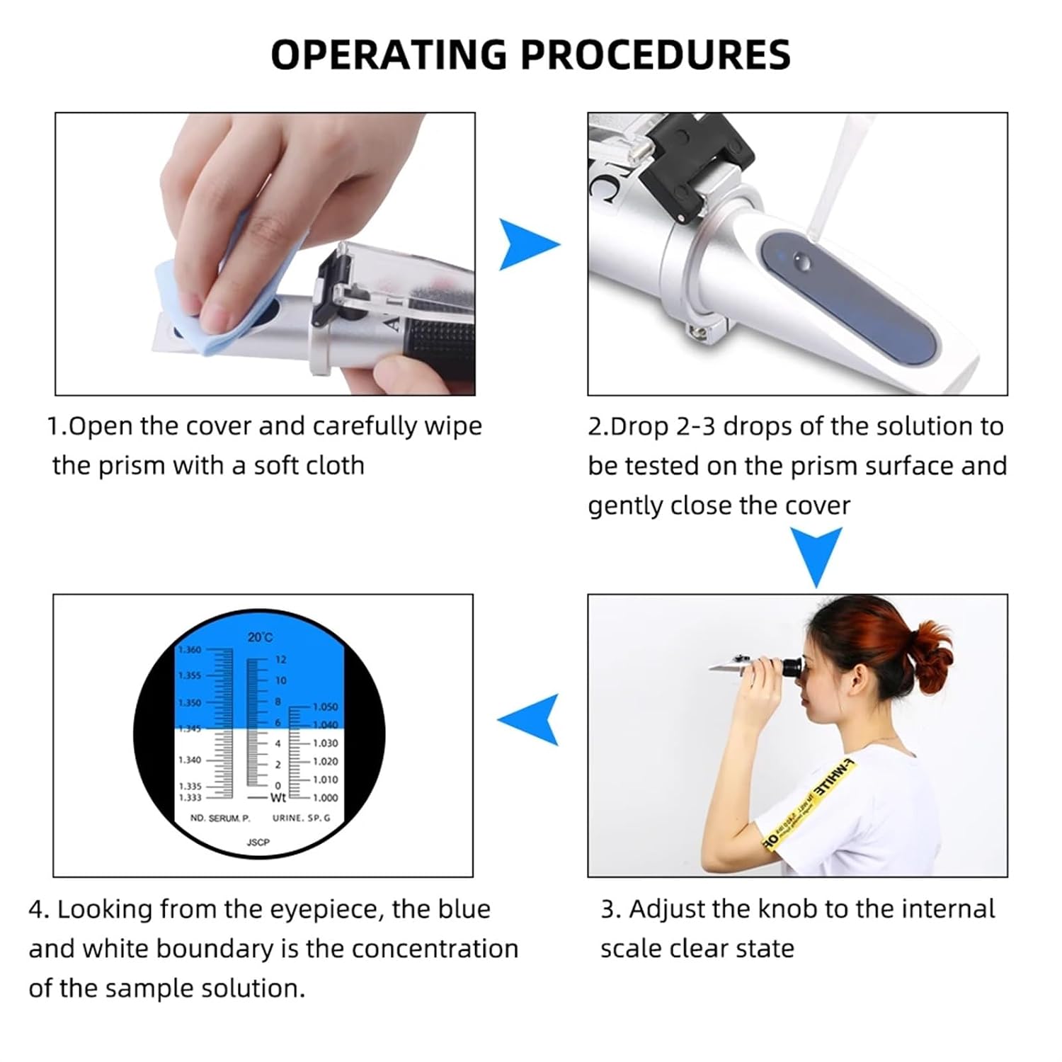 Refractometer Handheld Clinical Medical Refractometer ATC Serum Protein Urine Specific Gravity Meter Equipment Tool for Hospital Laboratory