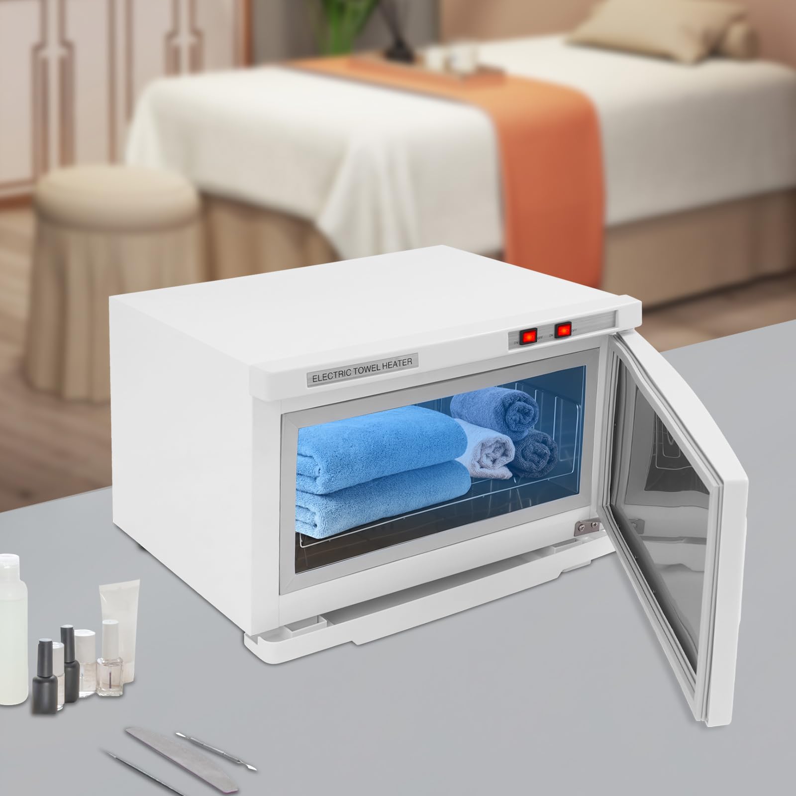 Calentador de toallas de 25 L, toalla de compresas, calentador de toallas, toalla UV, armario desinfectante con función de calentamiento de 360°, armario calefactor profesional para belleza