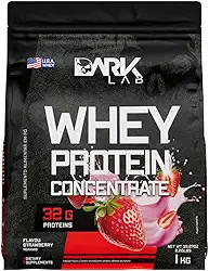 Whey Protein Concentrado Dark Lab, 1kg, Morango, Ganho de Massa Muscular