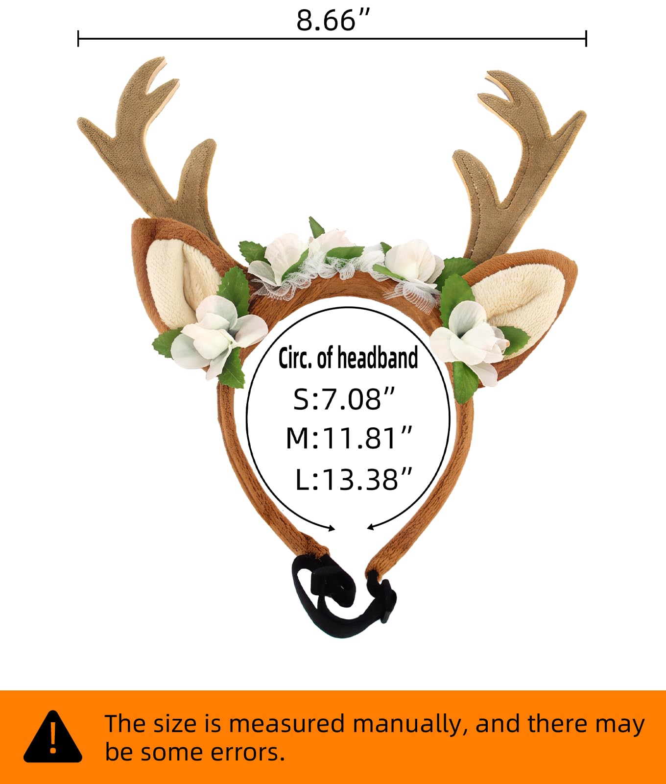 Dog Cat Christmas Reindeer Ears Antlers Headband Adjustable, Forest Flower Elk Hat Headwear Pet Deer Hair Cosplay Costumes Accessories for Halloween Merry Christmas (S(for Cats and Small Dogs))