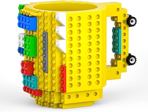 Miniatura 5 de DAYMOO Taza de café divertida para niños, taza de café creativa de bricolaje construida en ladrillo, tazas de café geniales para hombres, niños,