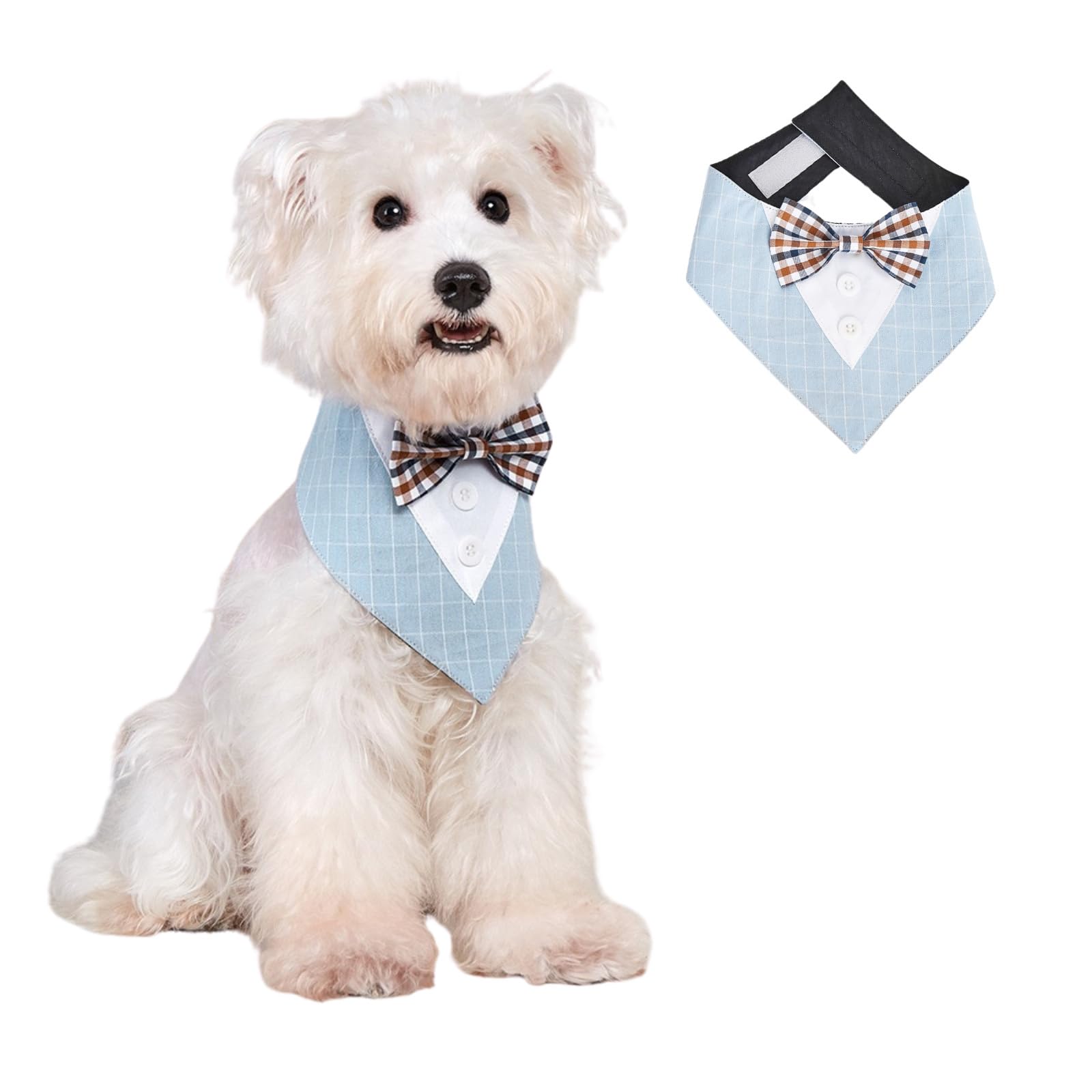 BT Bear Pet Tuxedo Collar Bandana,Wedding Outfit,Bow Tie Triangle Scarf, Scarffor for Cats Puppy Small Dogs Medium Dogs,Light blue_L
