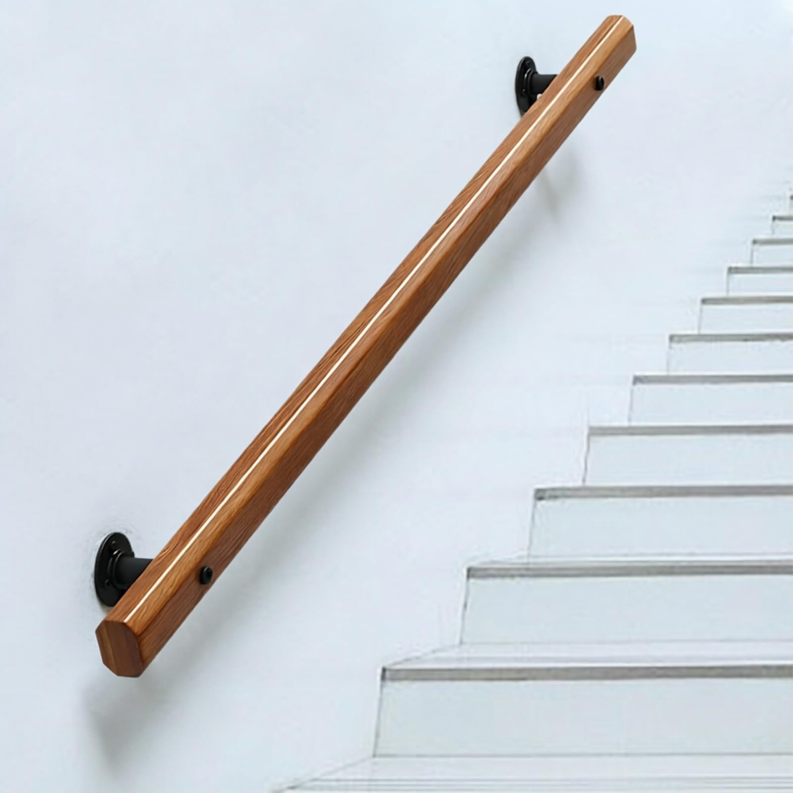 DMCHENGMA Modern Staircase Rails, Wall-Mounted Wooden Stair Handrail - 1m 2m 300cm 4m 4.5m Indoor Step Railing(10ft/300cm)