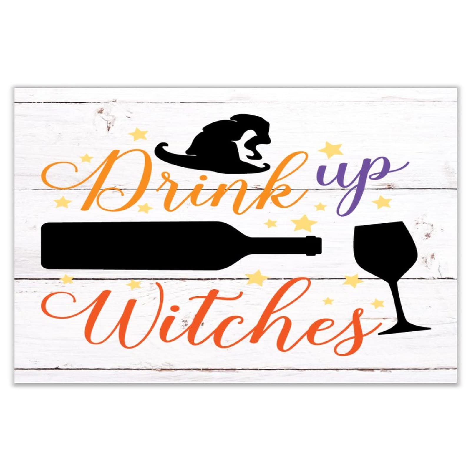 Décoration murale inspirante en bois Drink Up Witch pour animer vos soirées salon et bureau