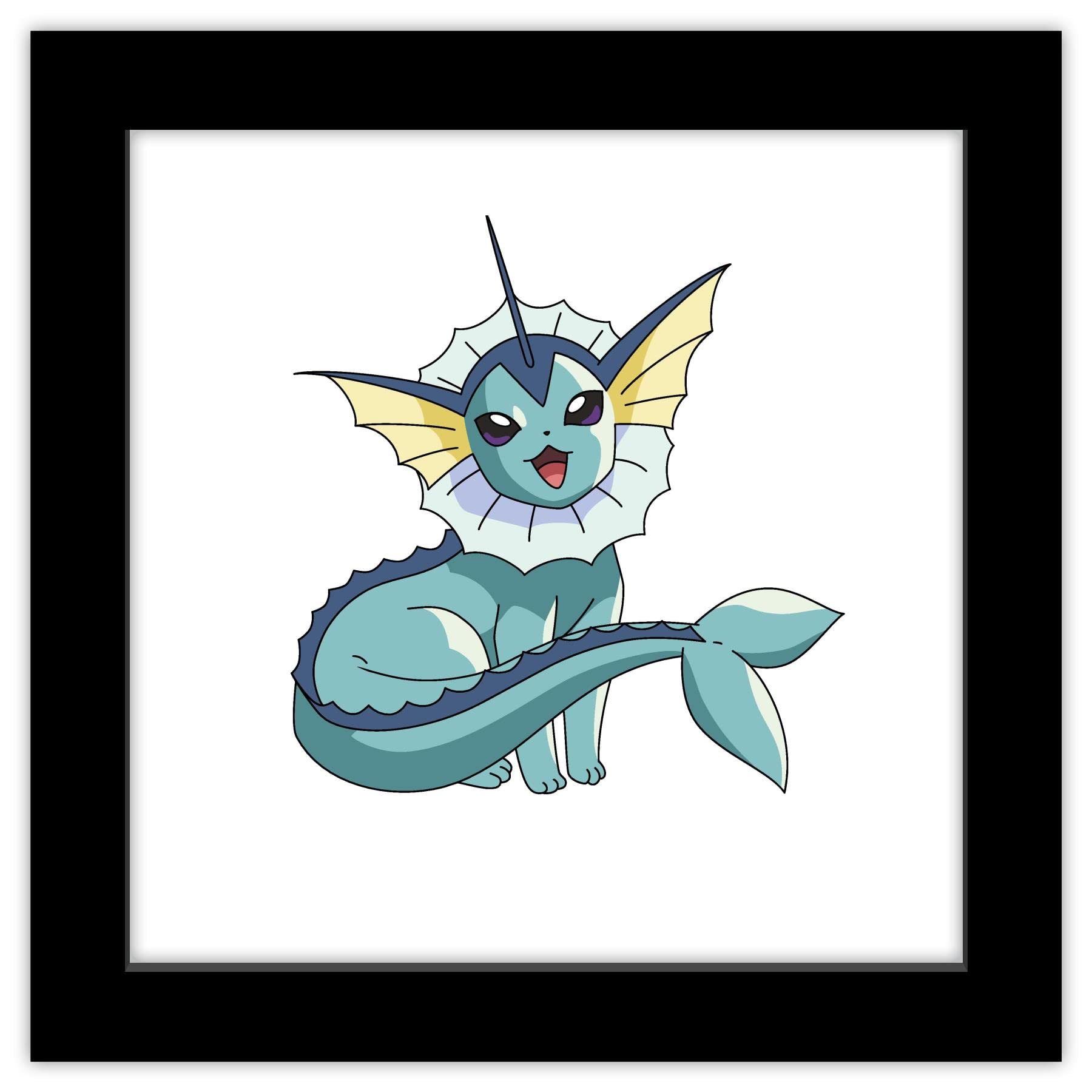Trends International Gallery Pops Pokemon - Vaporeon Wall Art Wall Poster, 12" x 12", Black Framed Version