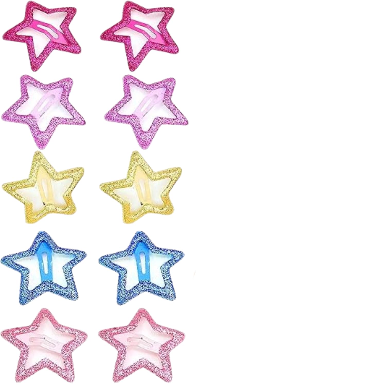 Diversa Star Glittery Hair Clips for Kids & Girls, Mini Tic Tac Metal Star Shape Hair Clips, Kids Hair Barrettes, Hair Accessories Side Pin for Baby Girl, Multicolor, Pack of 10