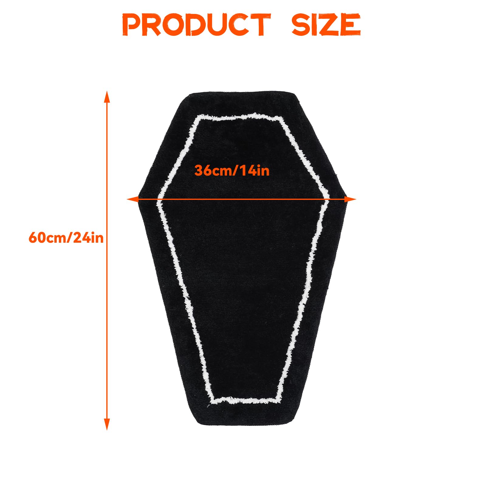 S-SNAIL-OO Coffin Bath Mat Halloween Rug, Gothic Home Decor Flannel Non-Slip Door Mats for Bathroom, Bedroom, Living Room, Front Door, Holiday Door Mat Horror Ghost Gift (24x14in)