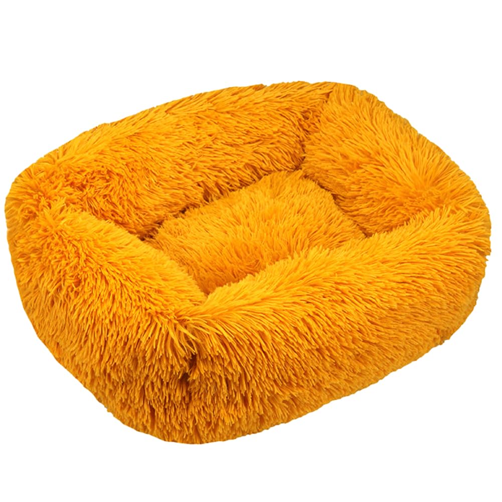 HotYou Plush Donut Dog Bed, Calming Rectangle Bed for Cat Dog 2.5-40KG, Soft and Fluffy Cuddler Pet Cushion Self-Warming Puppy Beds Machine Washable,Yellow,XL 95 * 75 CM(<30KG) — image 1