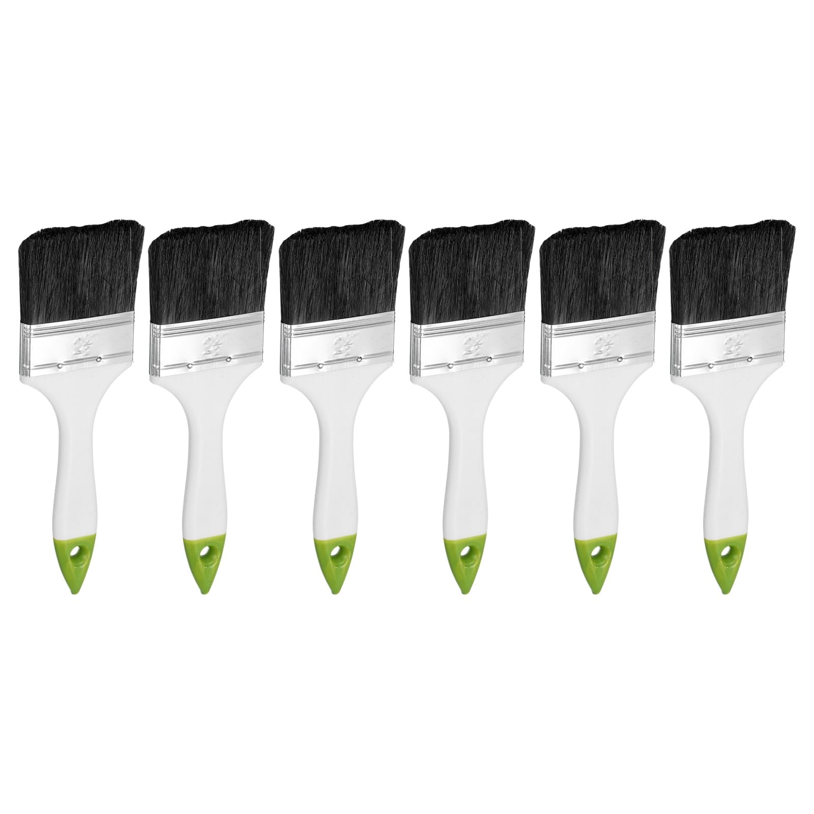 sourcing map 6pcs Paint Brush 2.4 Inch Flat Painting Brushes Chip Paint Brushes with White/Green PP Handle for DIY Art Painting Furniture Cabinet Wall Door Trim