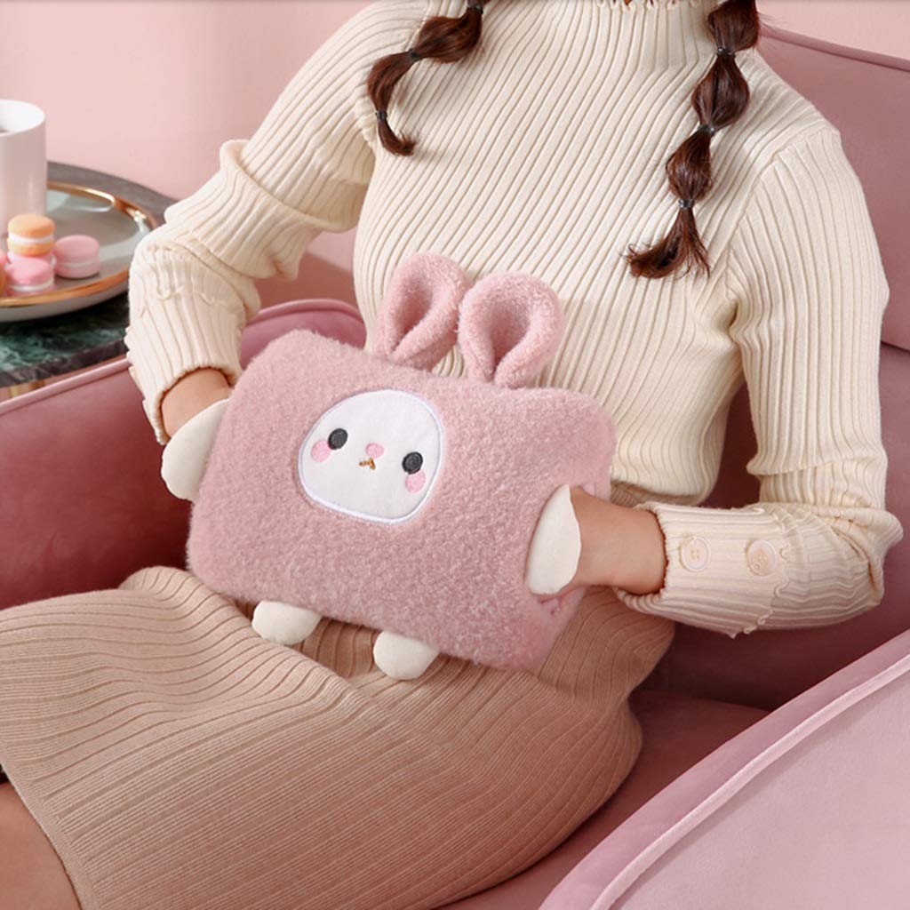 SKUZA Wärmflasche, elektrische wiederaufladbare Wärmflasche mit Fleece-Handwärmer, tragbare Wärmtasche, Geschenke for Mädchen (Color : Pink)