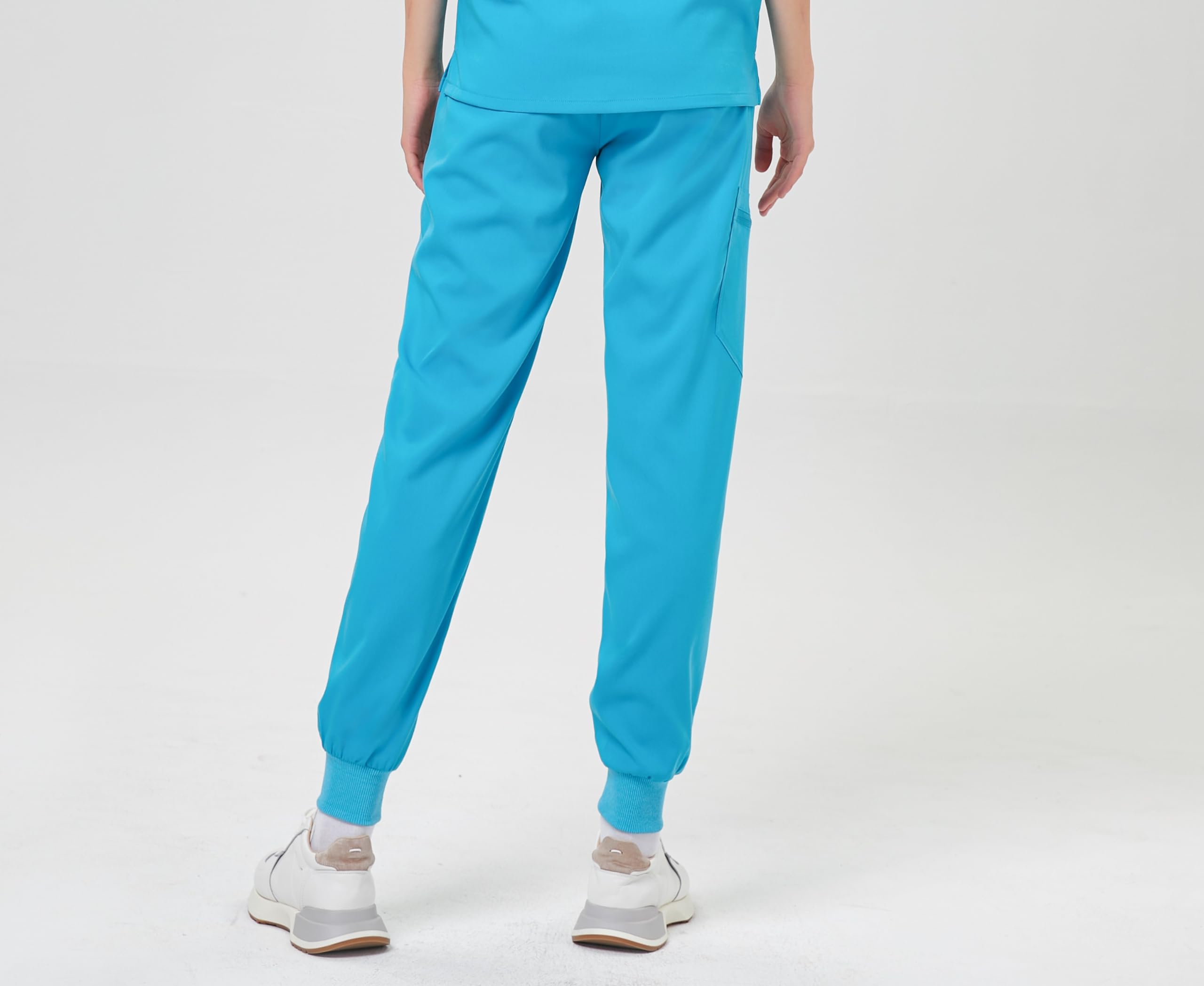 Careberry Premium Women's Drawstring Elastic Waist Jogger Scrub Pants (US, Alpha, Medium, Regular, Regular, Light Blue)