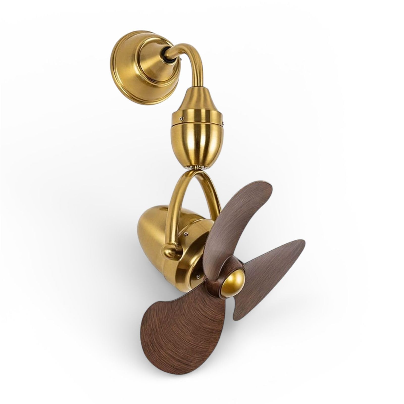 Vintage Ceiling & Wall Fan, Black Metal Propeller, Gold Industrial Gooseneck, Indoor Decorative Fan for Home, Office Décor|Venus-image-45