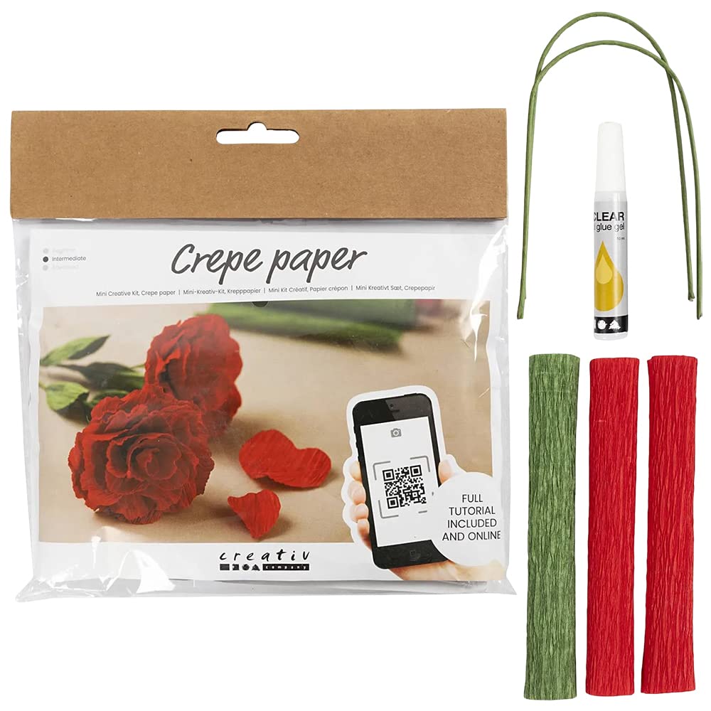 Crafty Capers Crepe Roses Craft Kit | Paper Flower Making | Makes 2