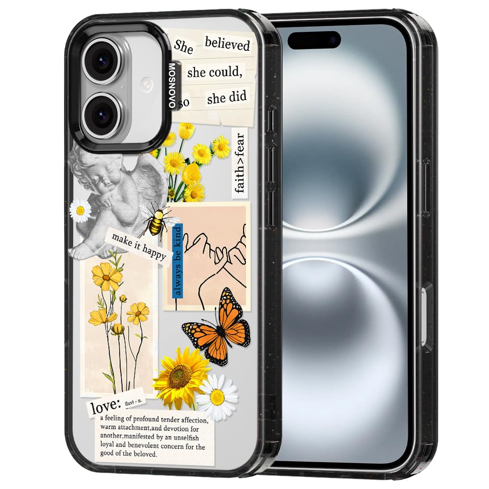 MOSNOVO Case for iPhone 16, [10ft 4X Military-Grade Drop Protection] Durable & Shockproof Phone Case Cover Design for iPhone 16 - Vintage Collage Art