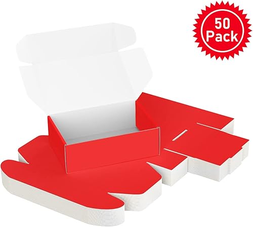 Vista 75 de Paquete de 25 cajas de envío de 4 x 4 x 2 pulgadas, cajas de regalo de San Valentín para el día de la madre, cajas de cartón corrugado, cajas de Rojo