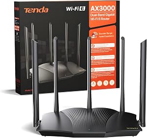 Tenda RX12 Pro Router WiFi 6 AX3000 Dual Band Gigabit, 2404Mbps/5GHz + 574 Mbps/2.4GHz, 4 Porte Gigabit, Larghezza di banda 160MHz, WiFi+ Mesh, OFDMA/VPN/WPA3/IPV6/TWT