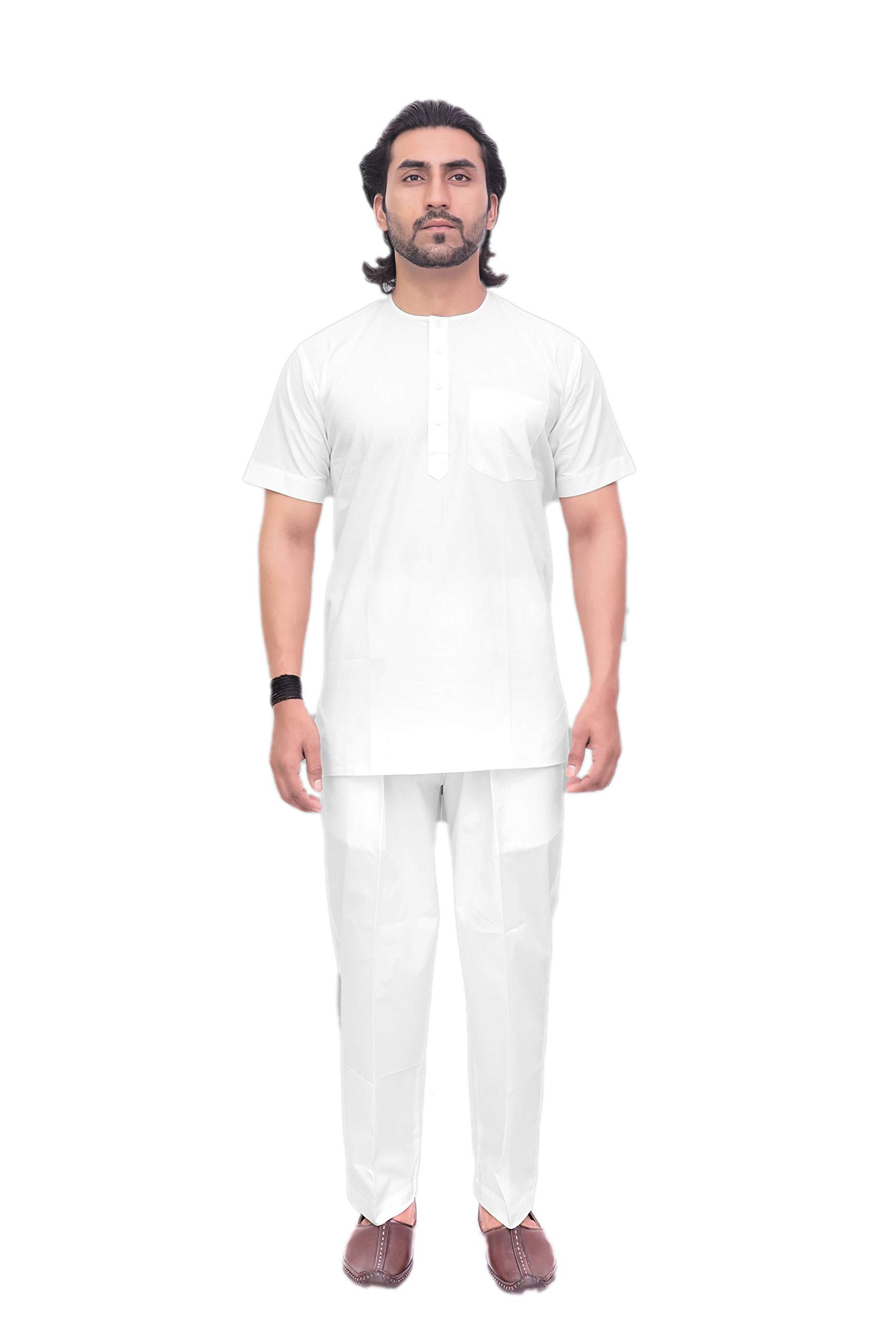 Men’s White Half Sleeve Short Cotton Night Kurta – Relax Fit Comfort Wear for Sleep, Lounge & Daily Home Wear | Only Kurta-image-39