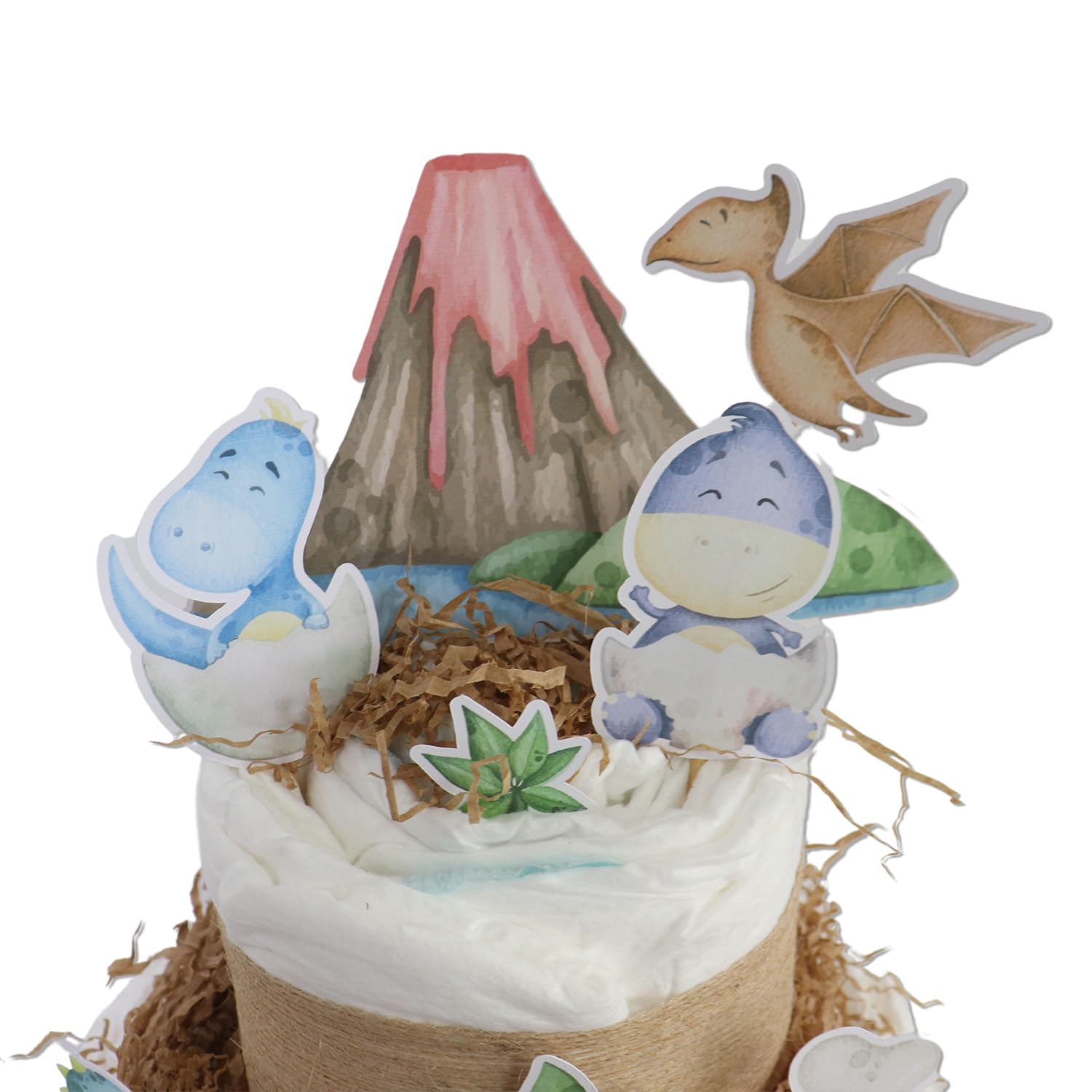 Tarta de pañales 3 pisos modelo DINOSAURIOS - Regalos para recién nacido - baby shower - TARTAS DE PAÑALES Y MÁS