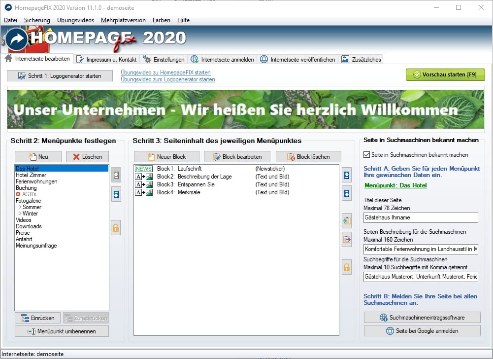 HomepageFIX - Homepage Software - Kinderleicht professionelle Webseiten erstellen - Die Webdesign Software erfordert keinerlei Kenntnisse
