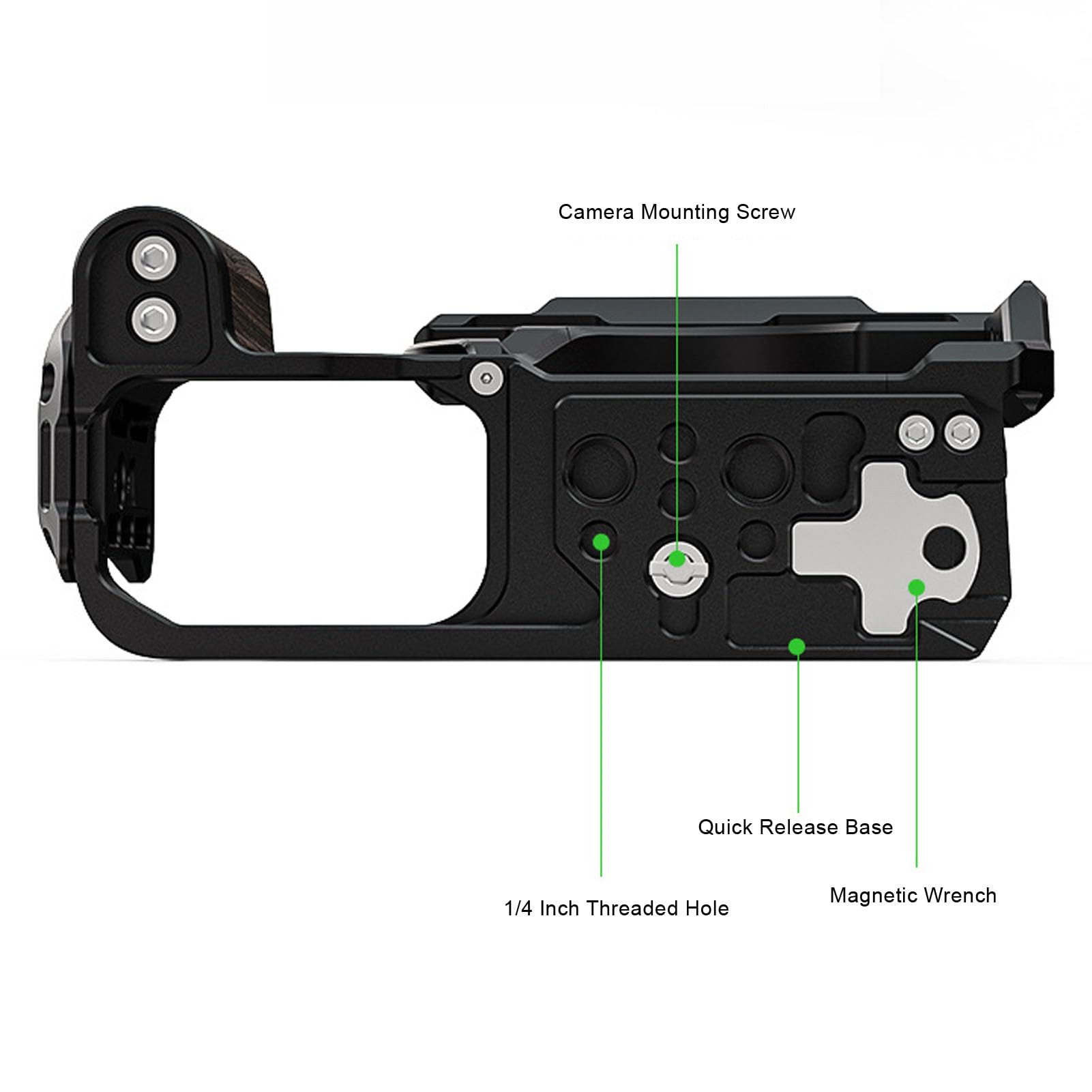 Generic Gabbia di Protezione per Fotocamera in Lega di Alluminio per Impianto di Produzione Video ZR con Supporti Filettati Versatili, Supporto per Slot Arca da 38 Mm per Creatori di Contenuti (BLACK)