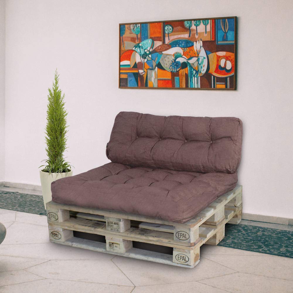 LACESTONE Palettenkissen Palettenauflagen Sitzkissen Rückenlehne Kissen Palette Polster Sofa Couch (Set 2X Seitenteil, Braun)