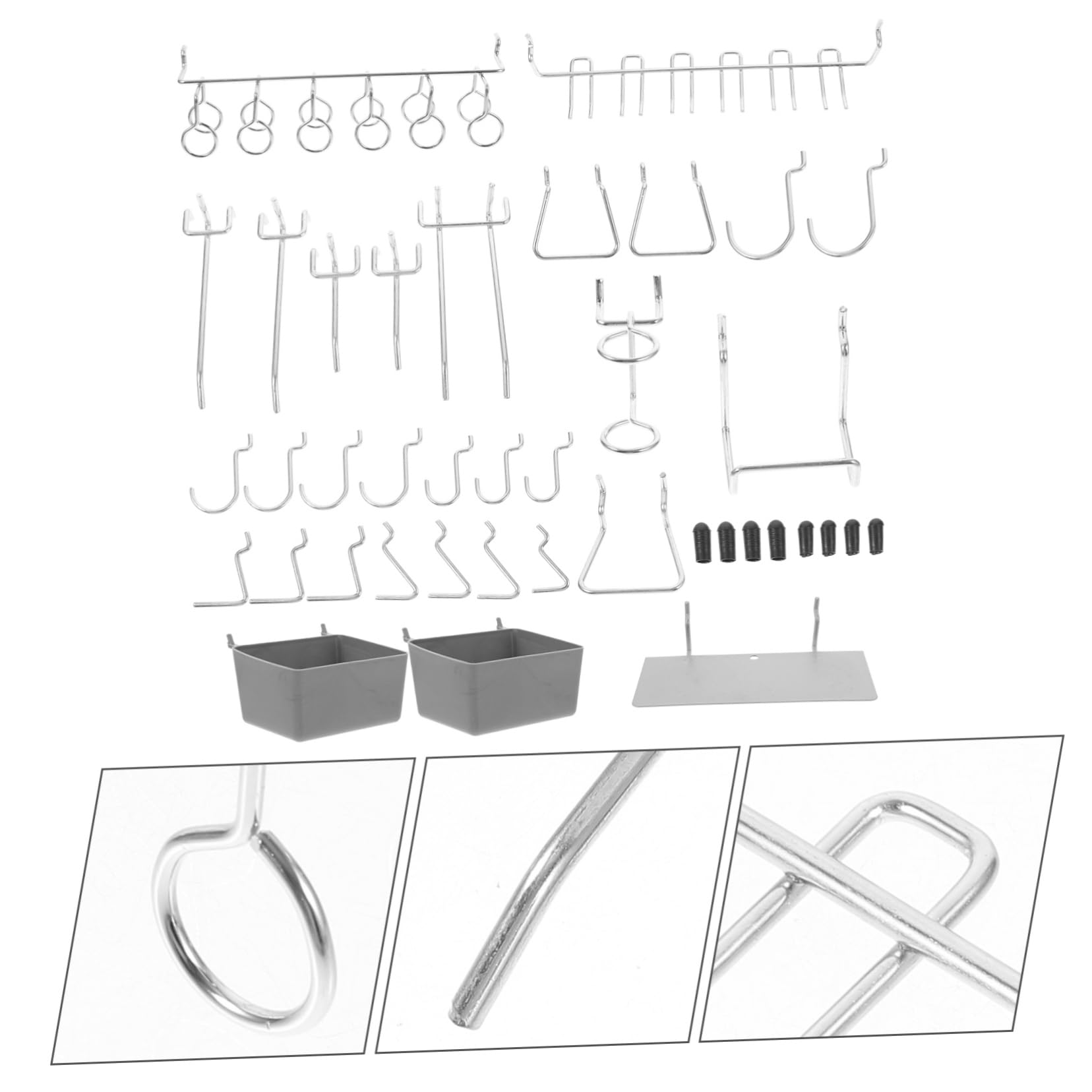 Set Ganci per Pannello Forato 140 Pezzi in Acciaio Inossidabile | Accessori Organizer per Garage e Officina, Assortimento Versatile per Sospensione Efficiente, Componenti in Gomma e Abs