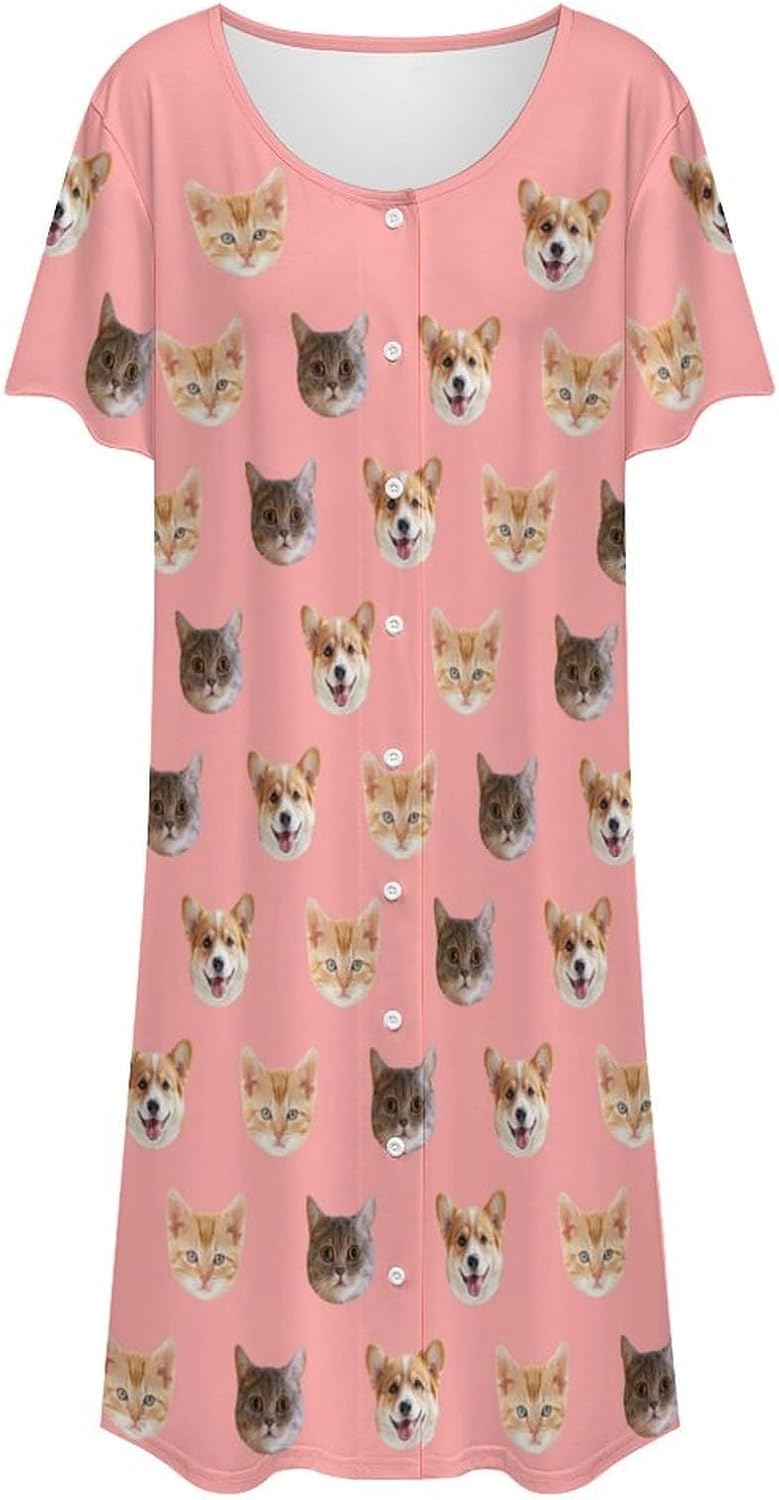 Custom Moo Moos for Women Nightgown Funny, Personalized Pajamas with Face - Image 4