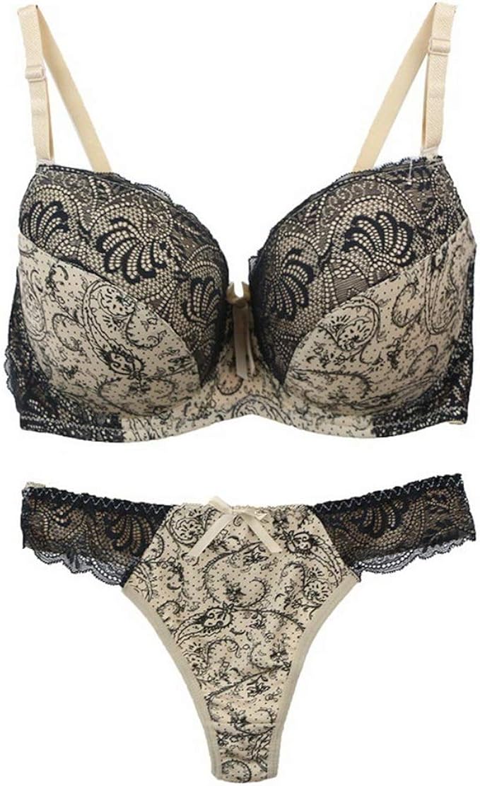 Swbreety Women's Comfortable Push Up Embroidery Lace Bra and Panty Set Plus Size at Amazon Women