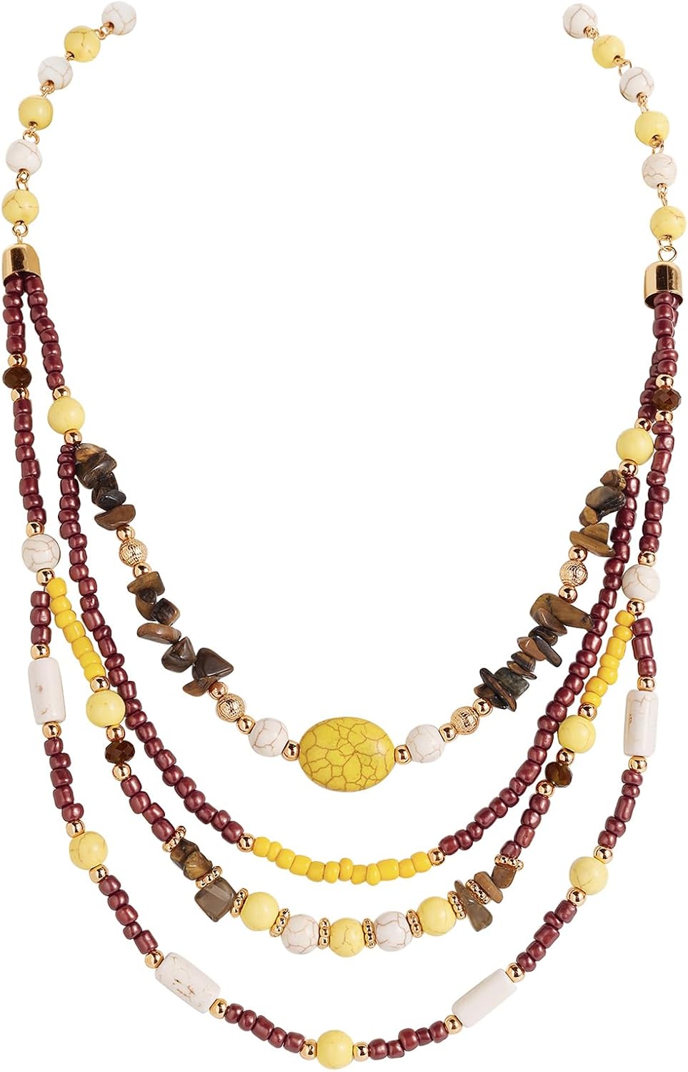 Bocar 4 Layer Statement Beaded Necklace Costume Strand Fashion Necklace for Women Gifts (NK-10787)