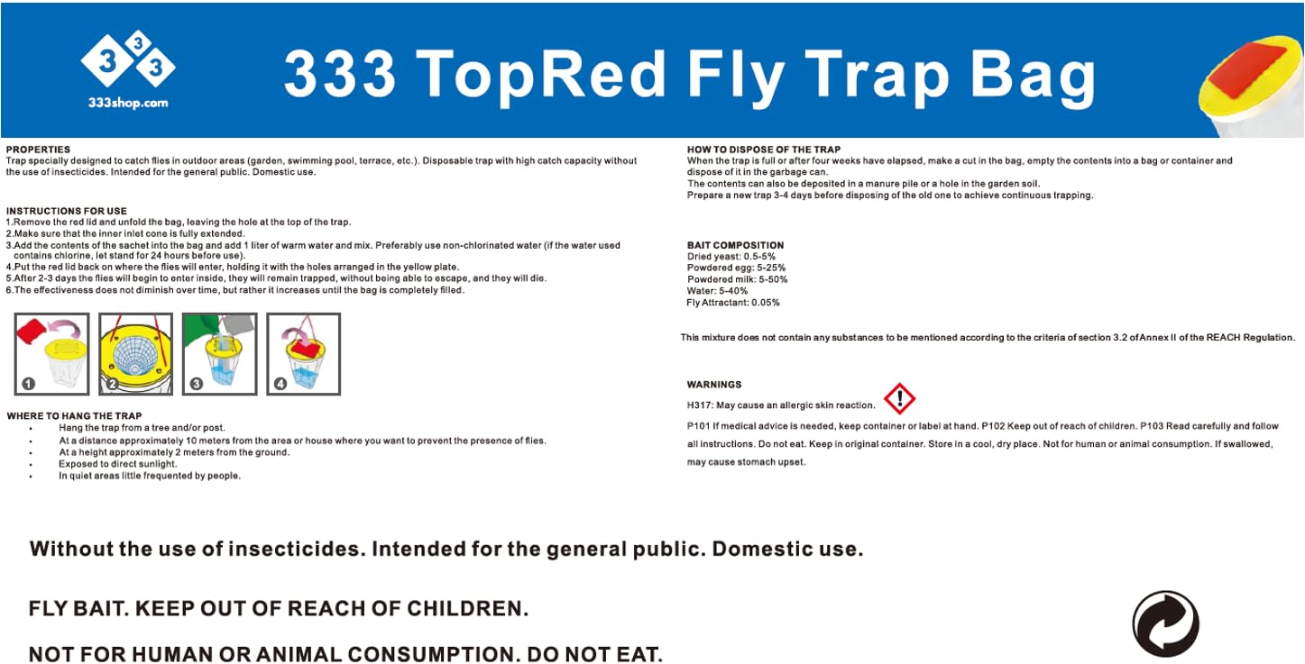 Pack 10 Unidades 333 TopRed Fly Trap Bag Trampa para Moscas