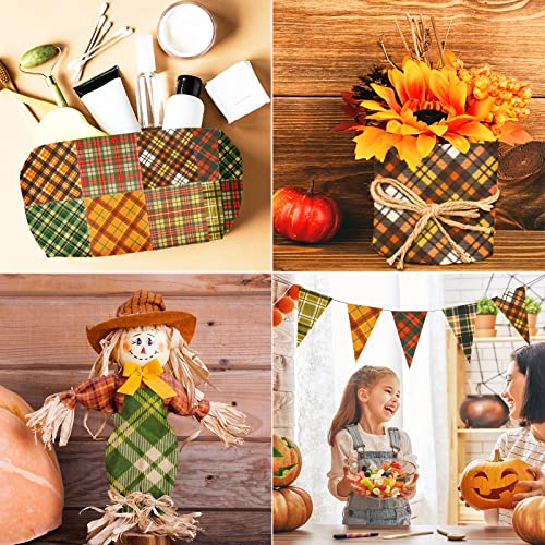 Whaline W4637 45Pcs Cotton Autumn Fat Quarters Fabric 15 Design Fall Spice Plaids Fabric Squares Quilting Fabric Patchwork Precut Quilt Charm Squares thumb #6