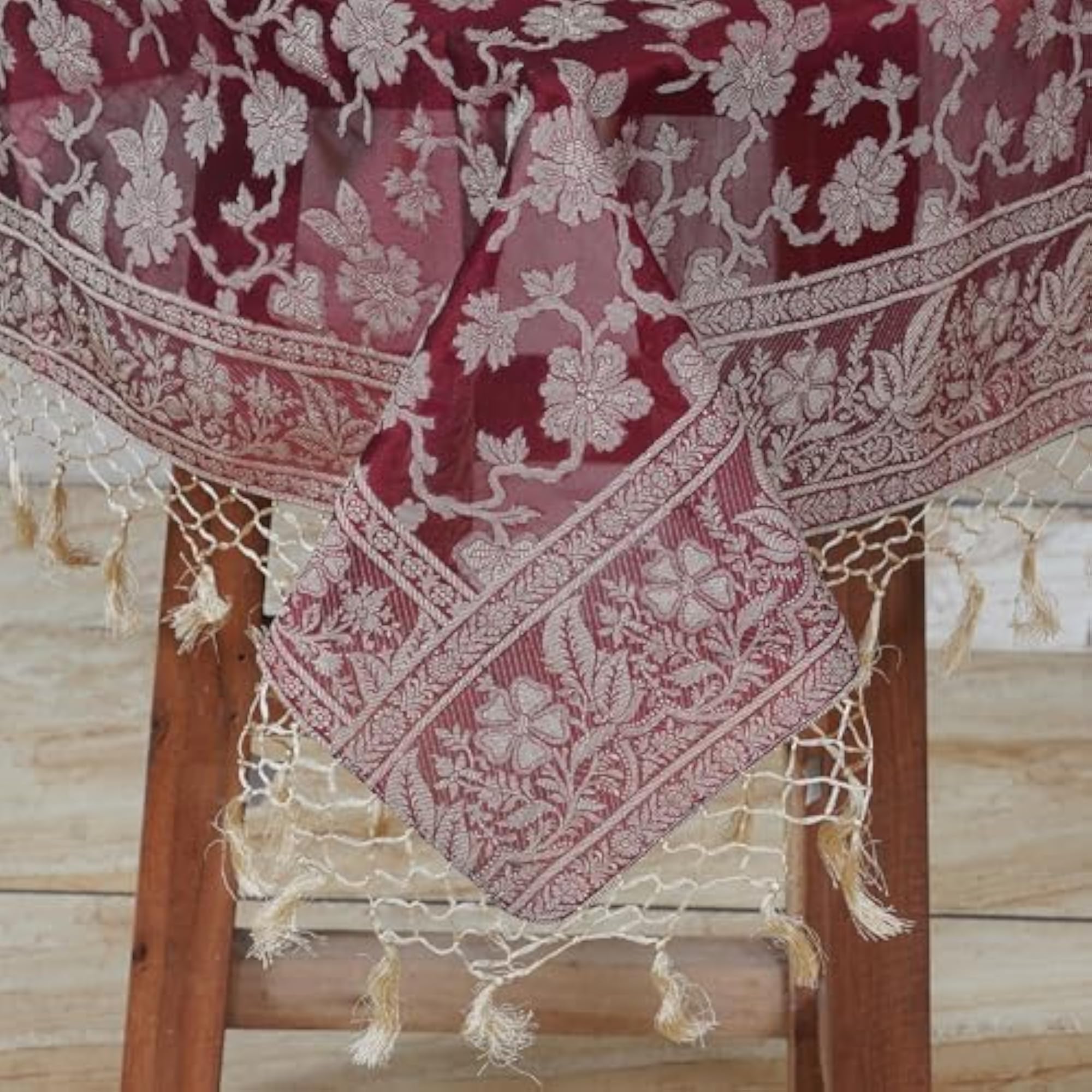 Kora Cutwork Jacquard Silk Table Cloth, 44 x 44 Inches
