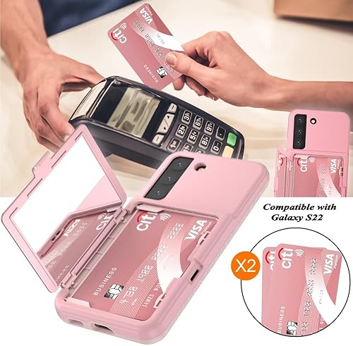 Miniatura 17 de Funda tipo cartera para Samsung Galaxy S22 Ultra, S22 Ultra con función atril, espejo integrado, funda resistente para tarjetas de protección