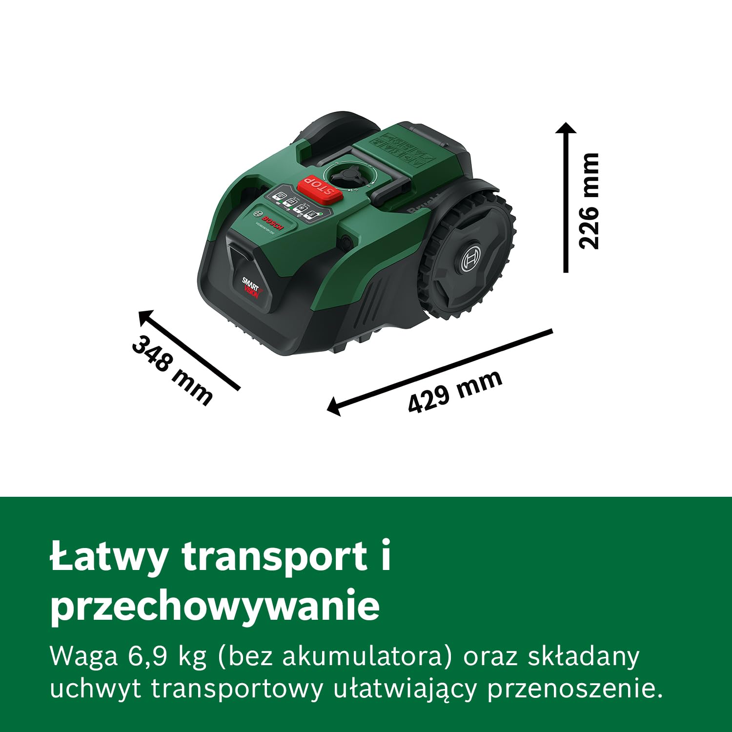 Bosch Akumulatorowy robot koszący VISIMOW18V-200 (do trawników o powierzchni do 200 m², szerokość cięcia: 18 cm, wysokość cięcia: 20 – 60 mm, bez akumulatora)