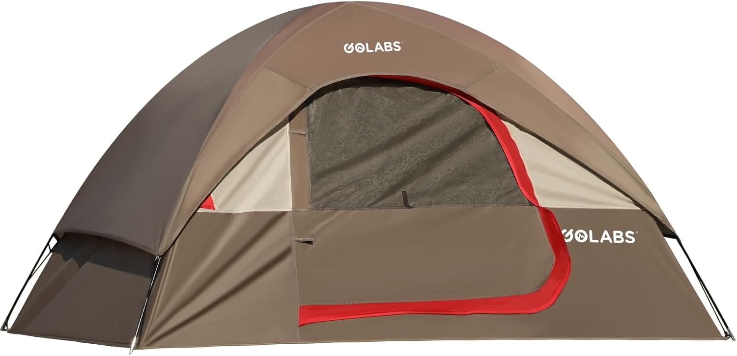 NOT EXACT BUT SIMILAR TOGolabs CT1 2 Person Camping Tent, Easy Set Up in 3 Mins, PU1500mm Waterproof w/Mesh Top & Door with Ventilation, Lightweight 4.4lbs Portable Family Tent with Carry Bag &Interior Storage Pockets &Hook Camel