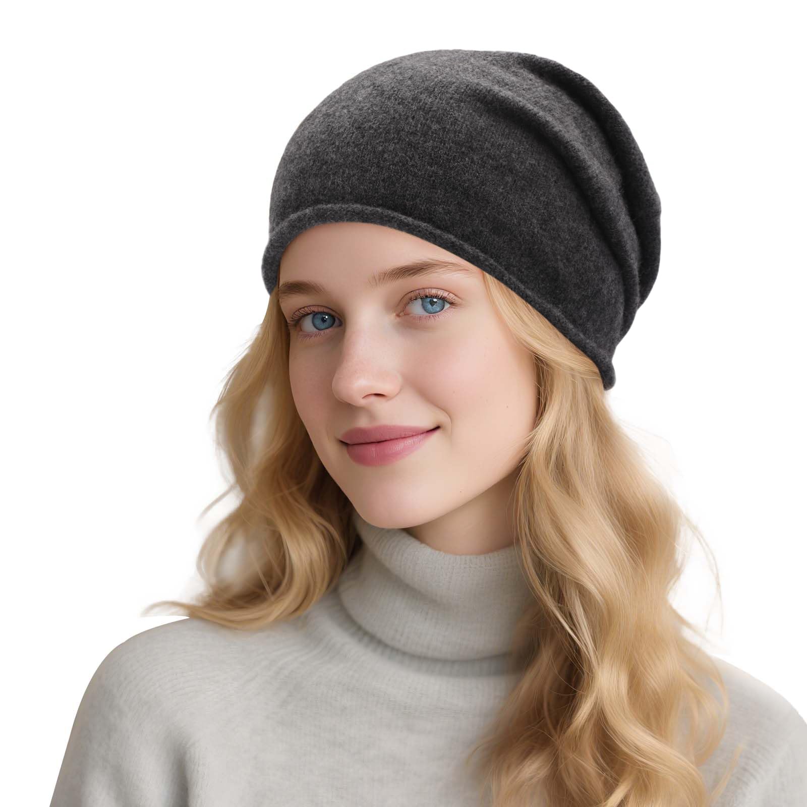 ZLYC Winter Wolle Strickmütze Slouchy Beanie für Damen Herren