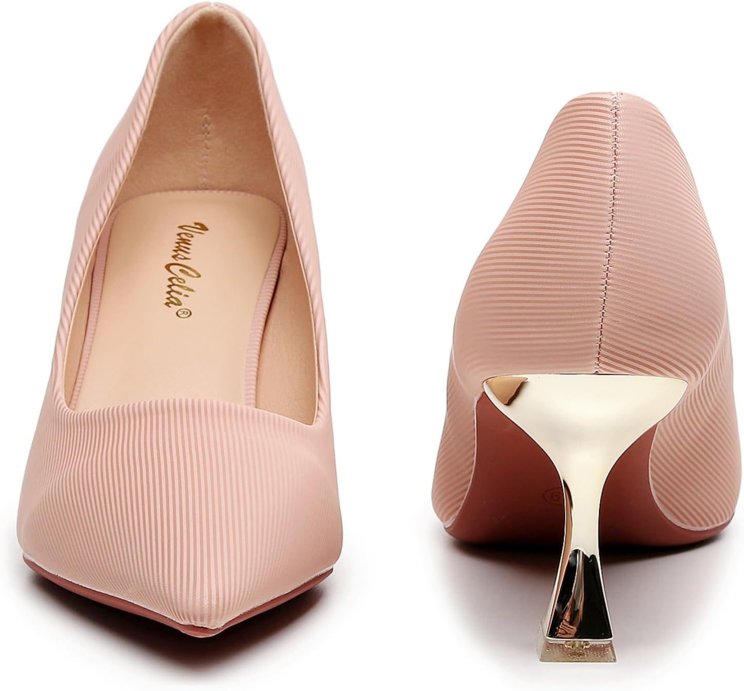 VenusCelia Women's Golden Sun Pump Stiletto Heel Shoe image 4
